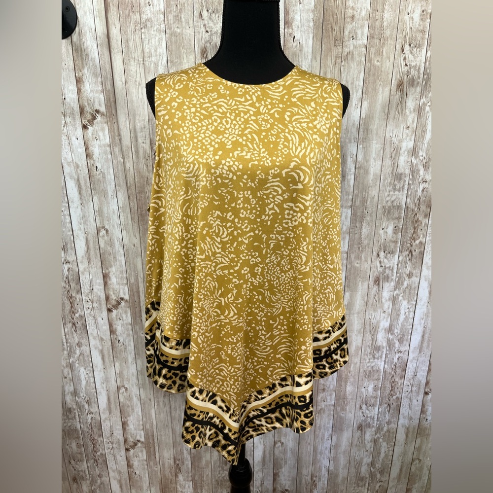 Cato Gold Asymmetrical Sleeveless Tunic